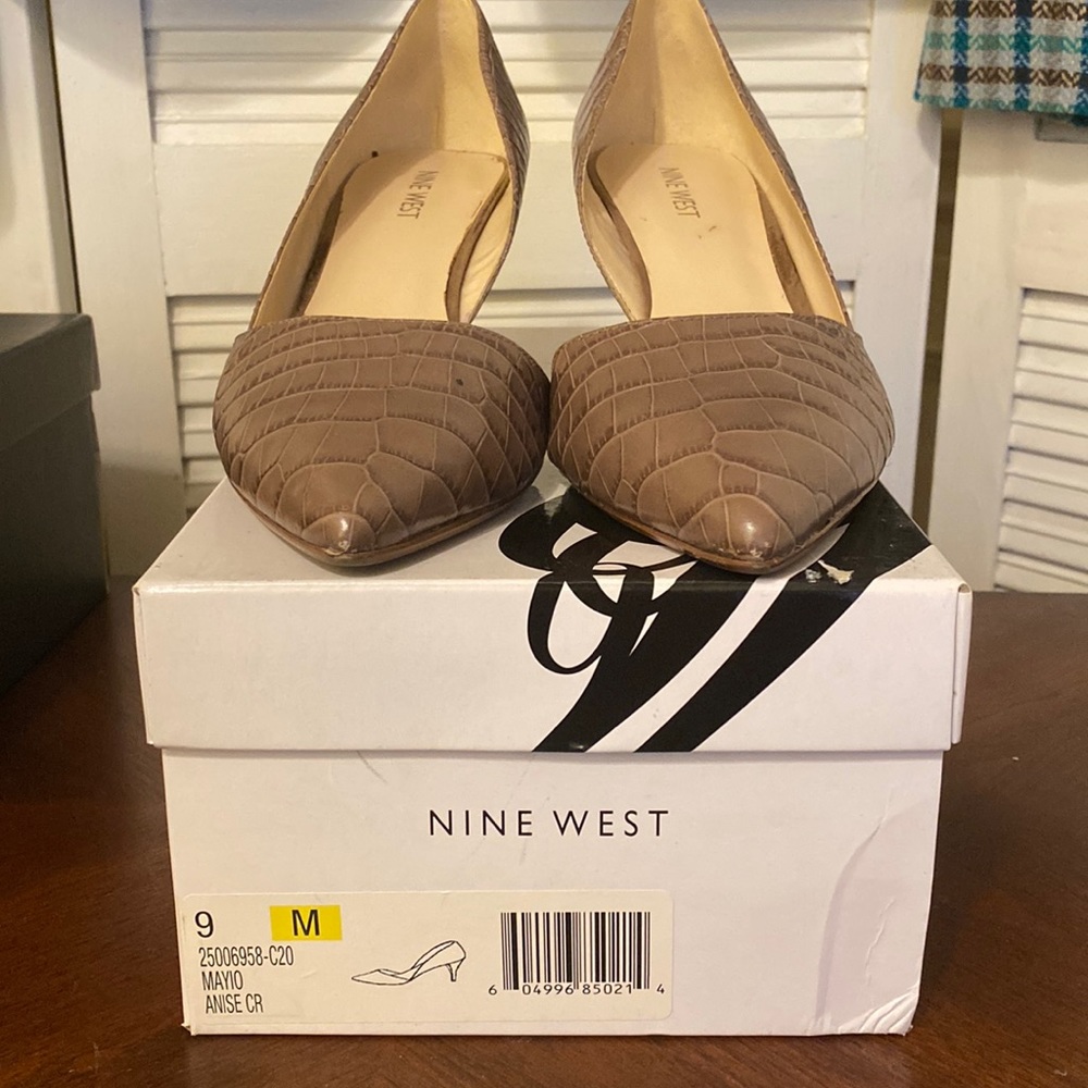 Nine West faux croc pumps